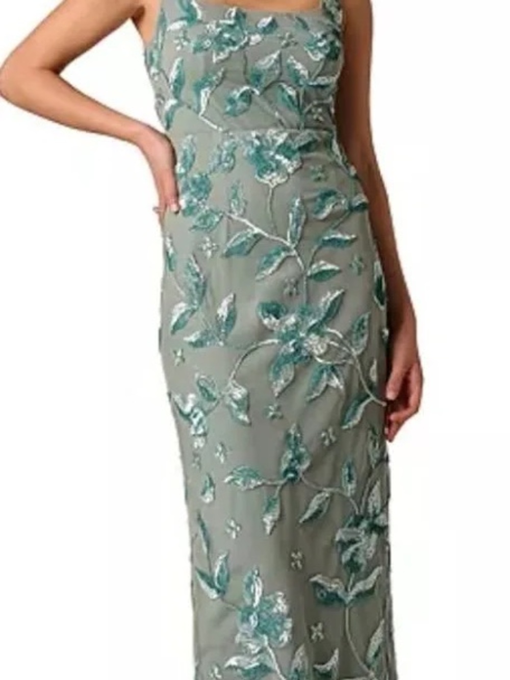 Women’s Adrianna Papell Dress Floral Sequin Gown New NWT 16 - Picture 2 of 9